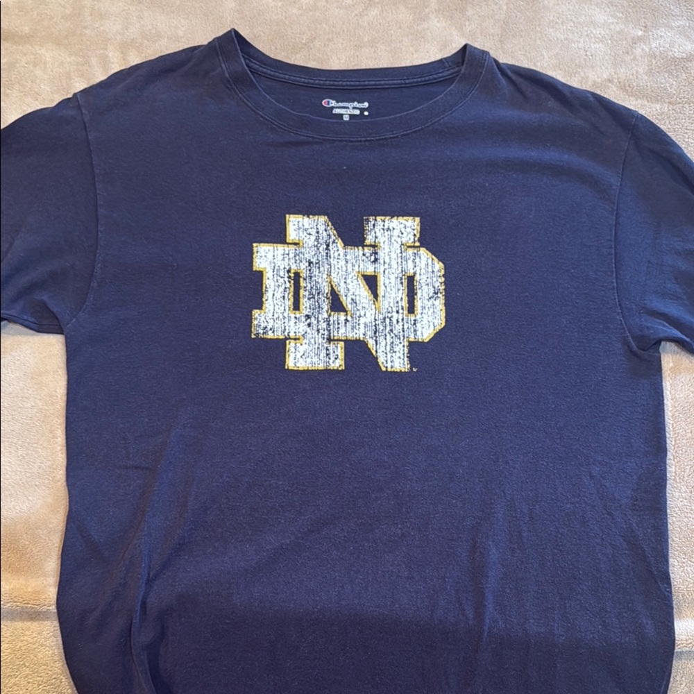 NOTRE DAME Champion Dark Blue Tee with ND Emblem